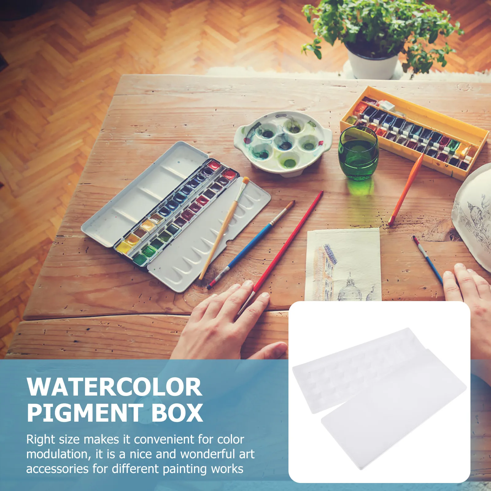 

2 Pcs Color Box Mixing Painting Trays Drawing Art Watercolor Pig Paints Palette Pigment