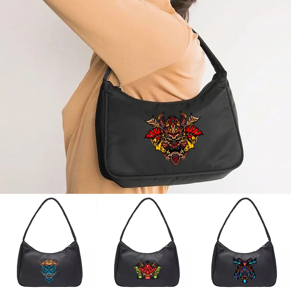 Large Capacity Cosmetic Storage Handbags Underarm Bags Casual Shopping Versatile Single Shoulder Bag Monster Pattern Coin Purse