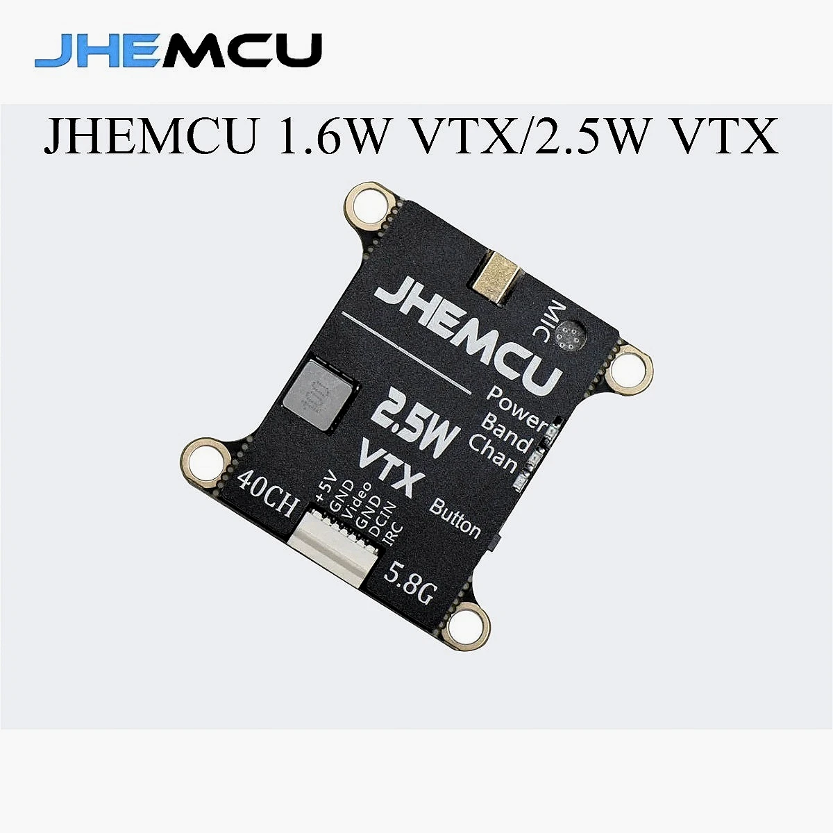 JHEMCU 2.5W VTX 5.8G 40CH Regulowany Nadajnik FPV Wbudowany Mikrofon Radiator 2-6S 30X30 JHEMCU RuiBet Tran-3016W 5.8G 1.6W