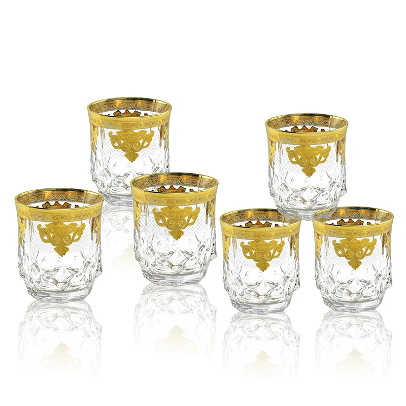 

European heavy crystal glass wine glass whisky glass golden honeysuckle water glass glass beer glass