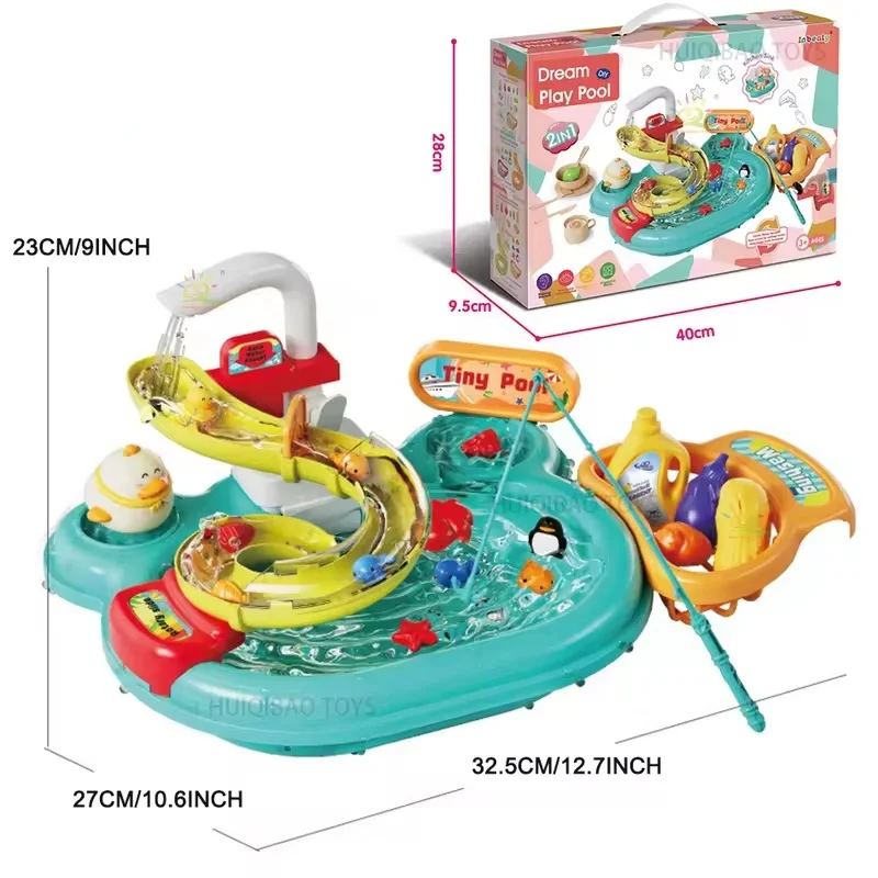Nuovi bambini lavello da cucina giocattoli da pesca simulazione lavastoviglie elettrico con acqua corrente giochi di finzione giochi di ruolo ragazza ragazzo giocattolo