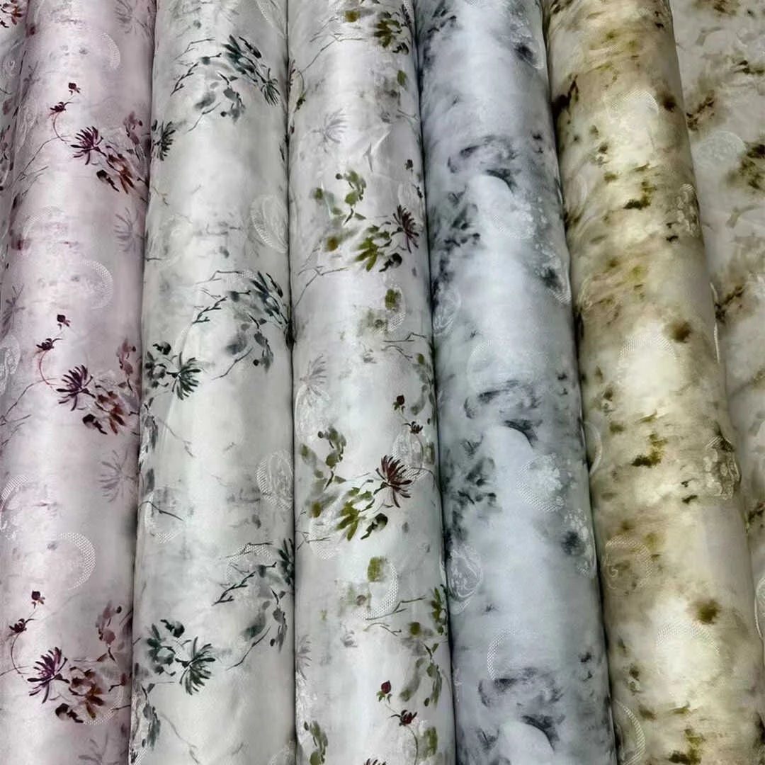 

Шелковая ткань, парча, цветочный узор, 22 мом, ширина 4 двери, 00, шелковый цветочный материал