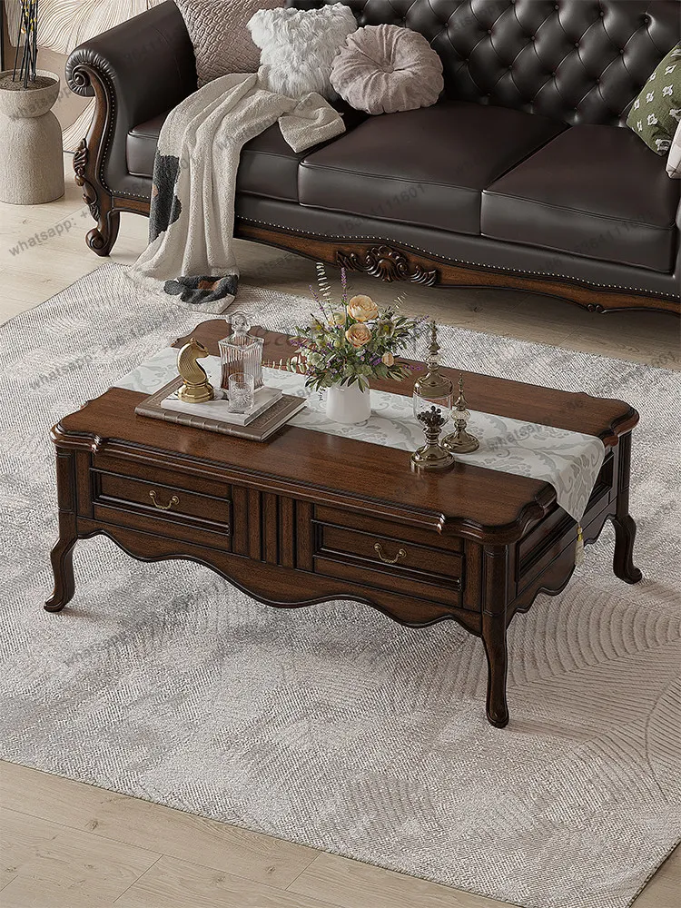coffee table American vintage country rectangular storage cabinet home table solid wood