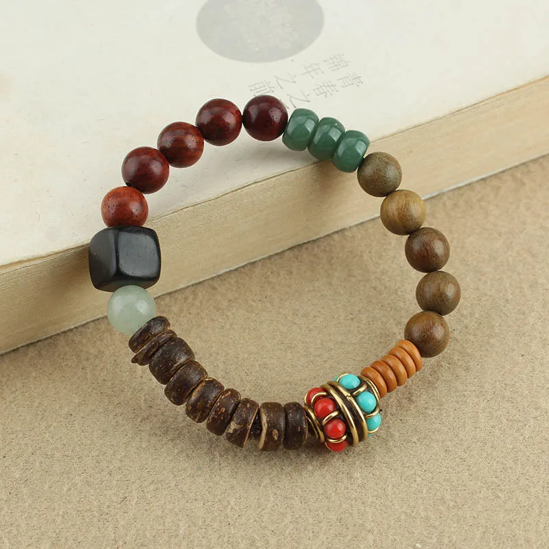 DIY accessories New Chinese style Duobao beaded bracelet, exotic ethnic style bracelet, retro elastic rope, Guochao antique styl