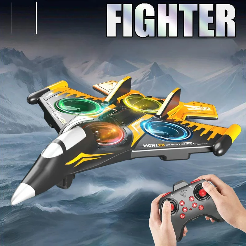 

2,4 ГГц 4-канальный радиоуправляемый самолет-дрон с крутым освещением 360 градусов ° Катящийся истребитель Реактивная игрушка Летающая игрушка с одним ключом