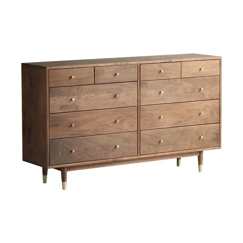 

Black walnut ten chest cabinet Nordic simple modern locker cabinet bedroom living room storage cabinet