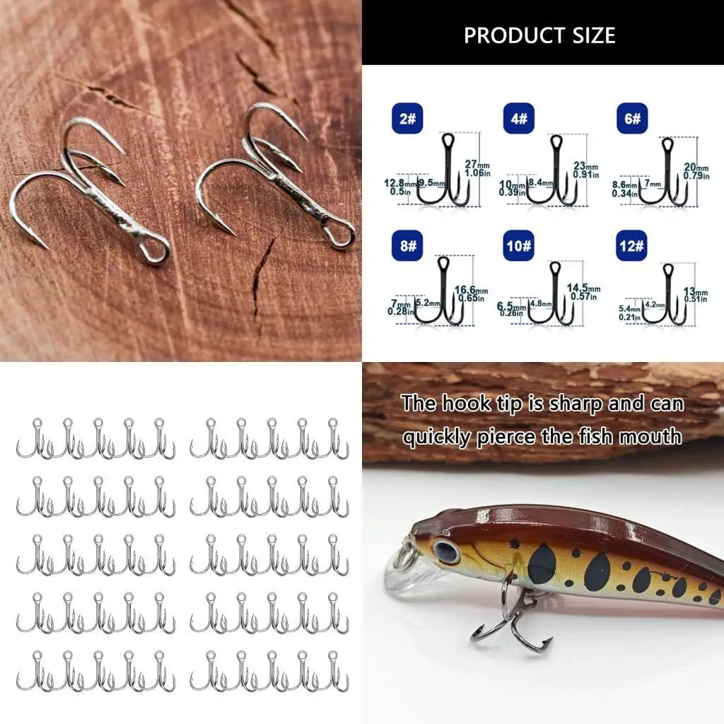 

Y1UC Treble Hook Set Fishing Tackle Professional Barbed Fishing Hook Set for Lures