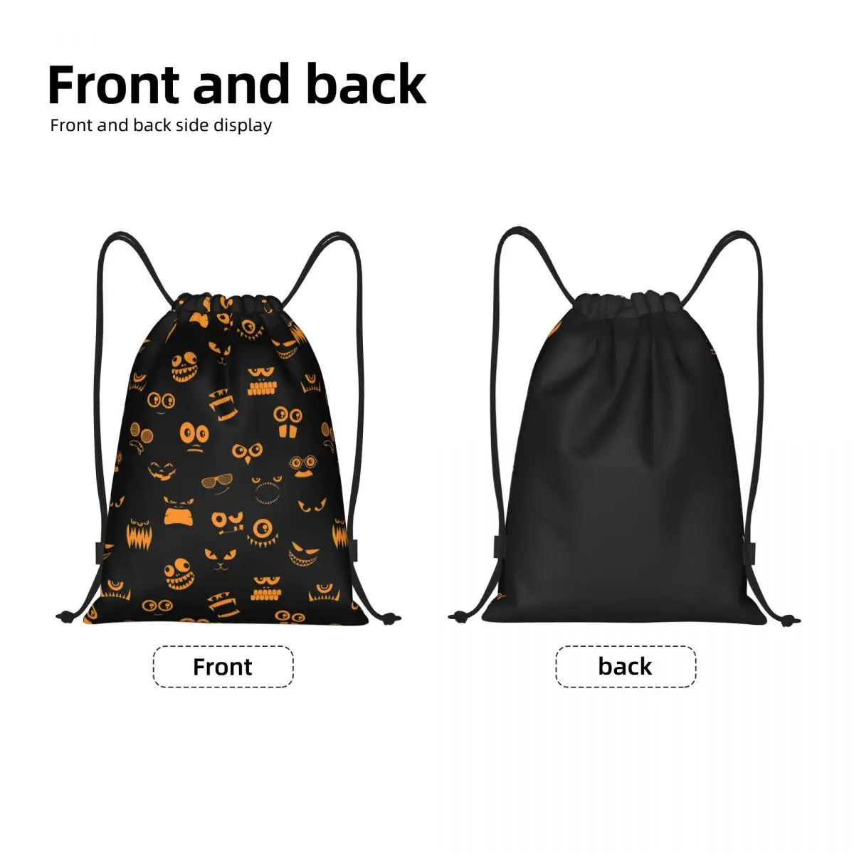 Custom Spooky Monster Eyes In The Dark Halloween Party Hollow Drawstring Backpack Sports Gym Bag for Women Men Training Sackpack