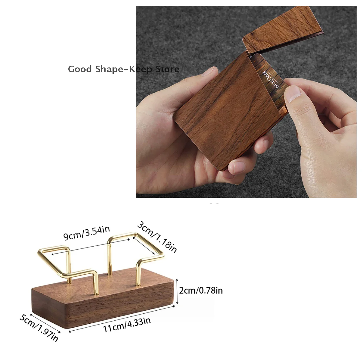 Compact Walnut Wood Card Case; Portable Business Card Organizer for Men
