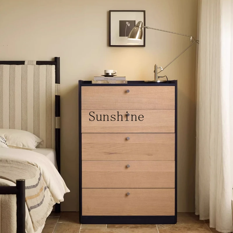 

Modern simple solid wood chest of drawers living room retro storage locker