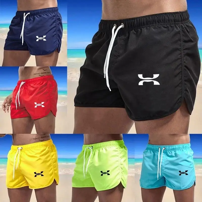 Pantalones cortos atléticos para hombre, bañador Sexy playa, gimnasio, secado rápido, jogging, verano 2024, negro, S-3XL