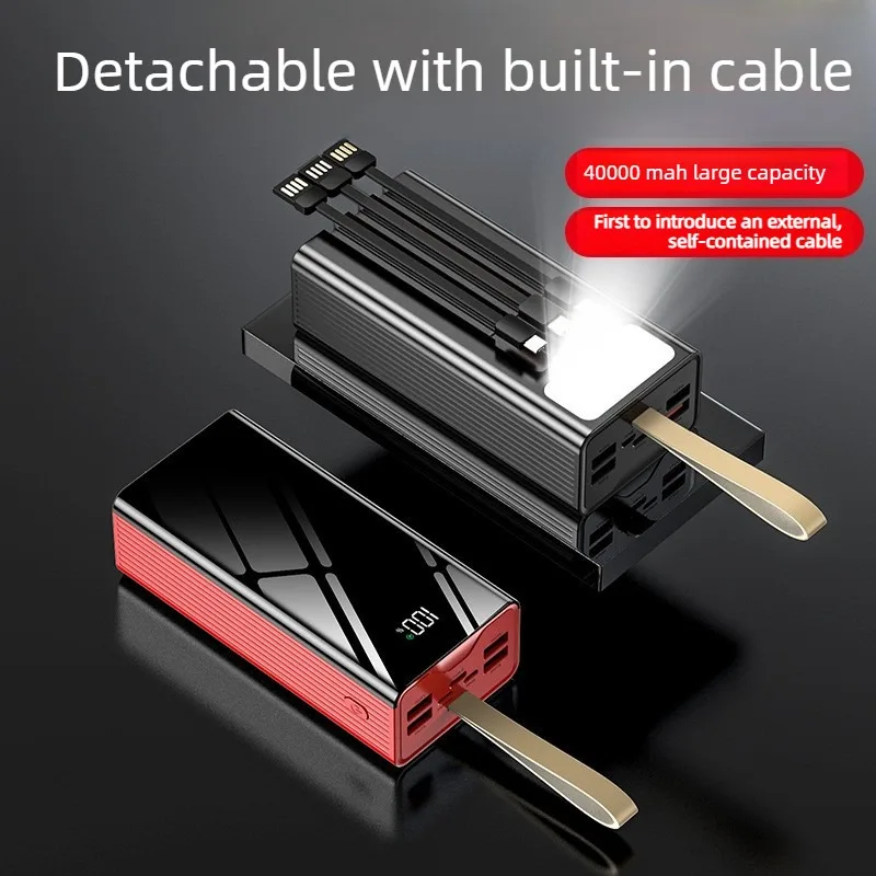 

Внешний аккумулятор (Power Bank) 50000 мАч с высокой емкостью для iPhone и Android, со встроенным кабелем