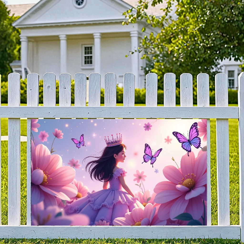 Enchanting Fairyland Backdrop: Magical Flower & Butterfly Banner for Party Celebrations and Wedding Decor