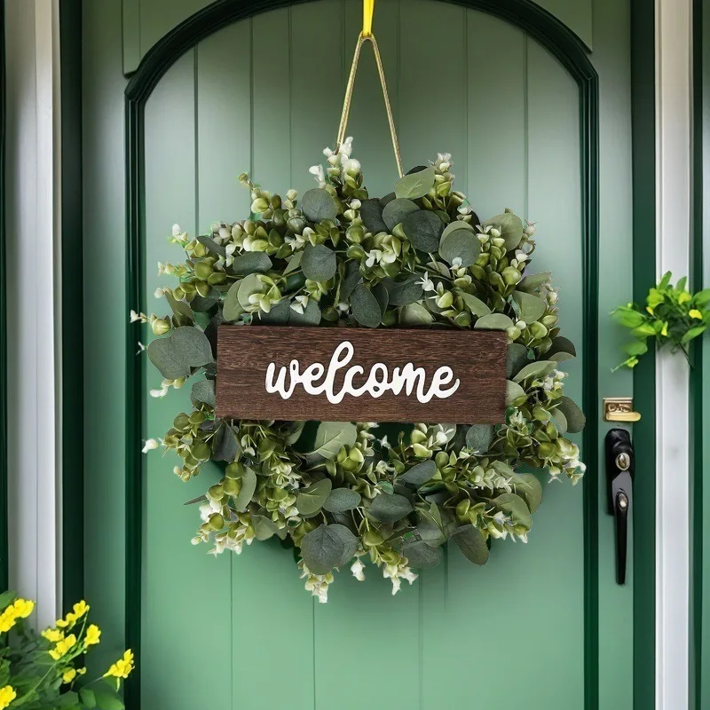 

Имитация венок, листья лаванды, эвкалипта, деревянная открытка, листья эвкалипта, декоративная настенная подвеска