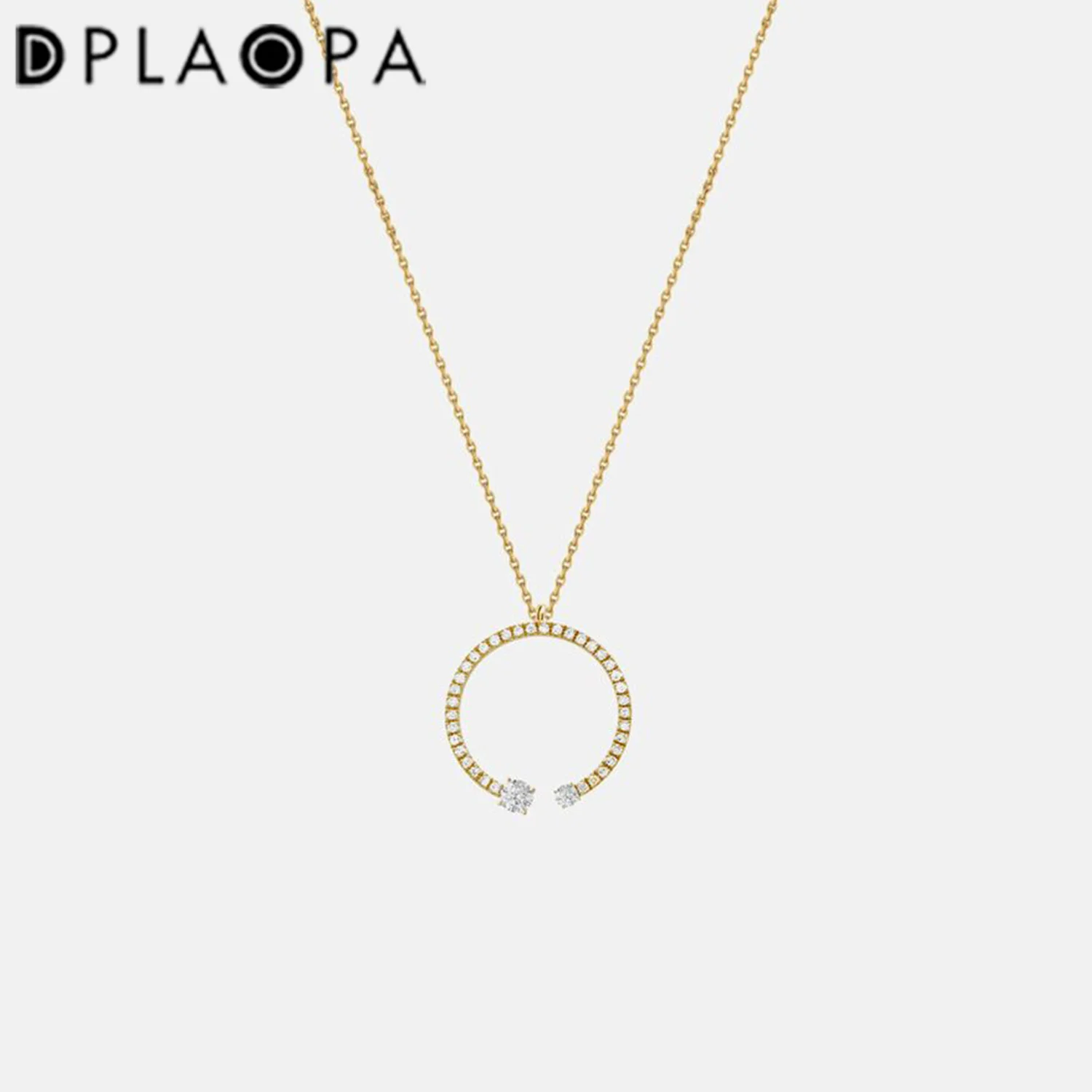 DPLAOPA 925 Sterling Silver Gold Circle LORRAINE Zircon Pendant Luxury Pave Circle Women Crystal Necklace 2024 Fine Jewelry