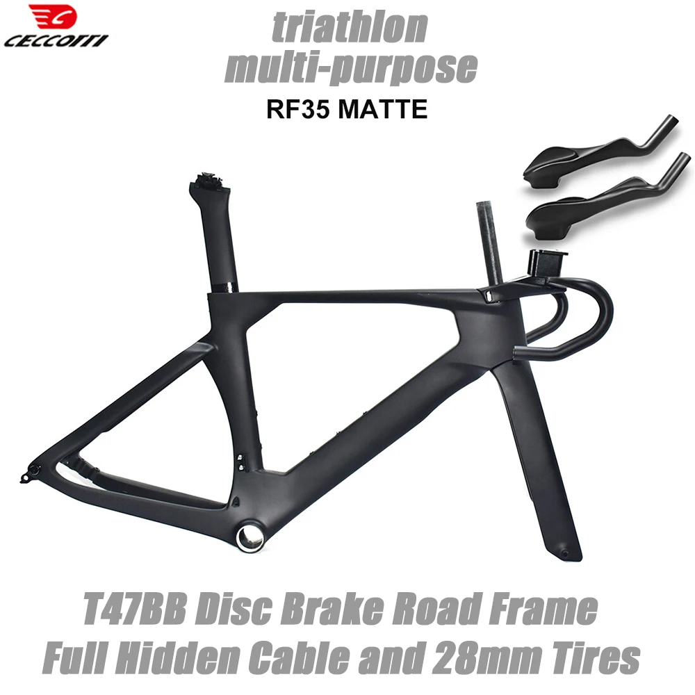 

CECCOTTI Factory Full Carbon Fiber Road Bike Frame Time Trial Racing Frame With Rest handlebar Disc Brake triathlon Frameset