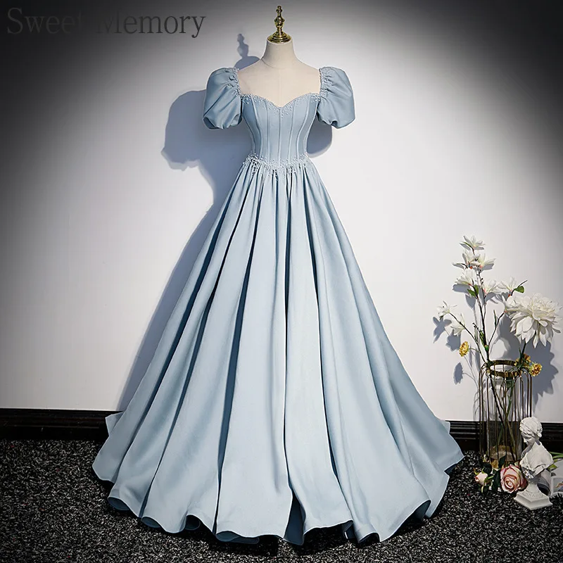 D4150 Customized Light Blue Long Bespoke Occasion Dresses Sweet Memory Princess Banquet Party Ball Prom Performance Dress