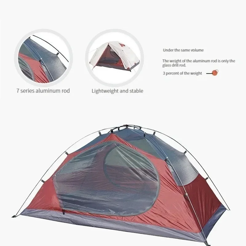 

1Set White/Green Light And Firm 2People Tent Backpacking Tent Outdoor Camping 3 Season Tent With Snow Skirt Double Layer Tent