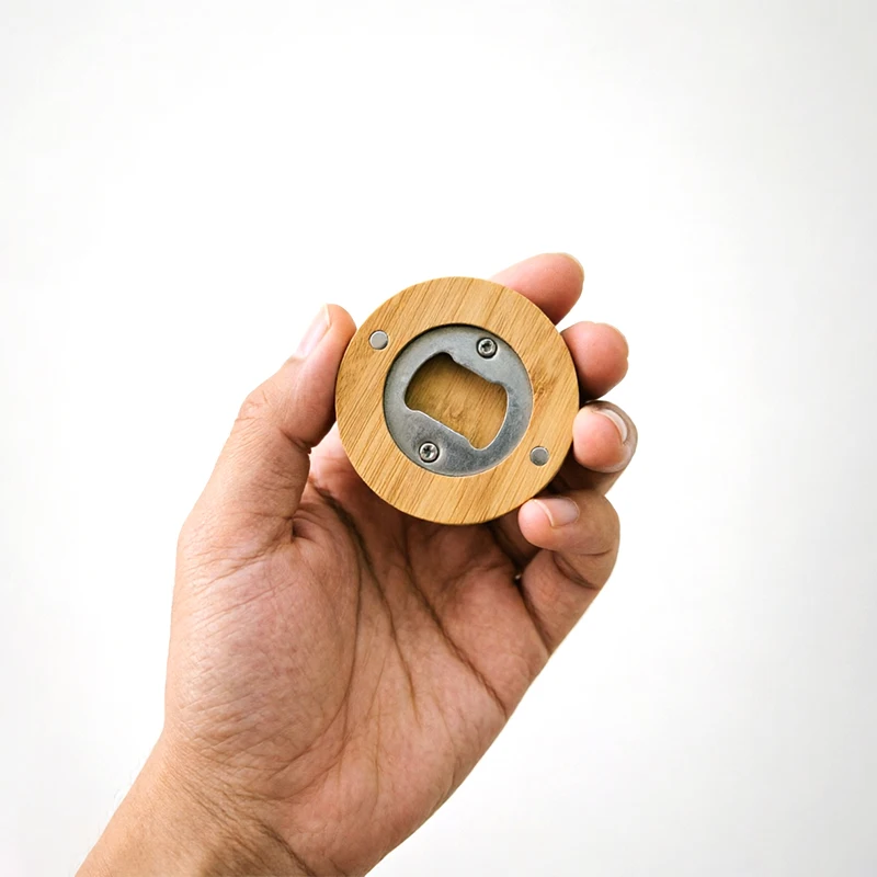 Wooden Magnetic Bottle Opener Beer Opener Wall Mounted Fridge Magnet Cap Catcher Kitchen Bar Tool Gift for Men Dad view 3