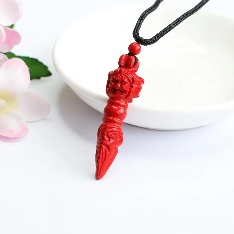 Natural Genuine Red Sand Cinnabar Pendant Magic Pestle Pendant Jewelry Raw Ore Diamond Pestle Necklace for Men and Women Gift