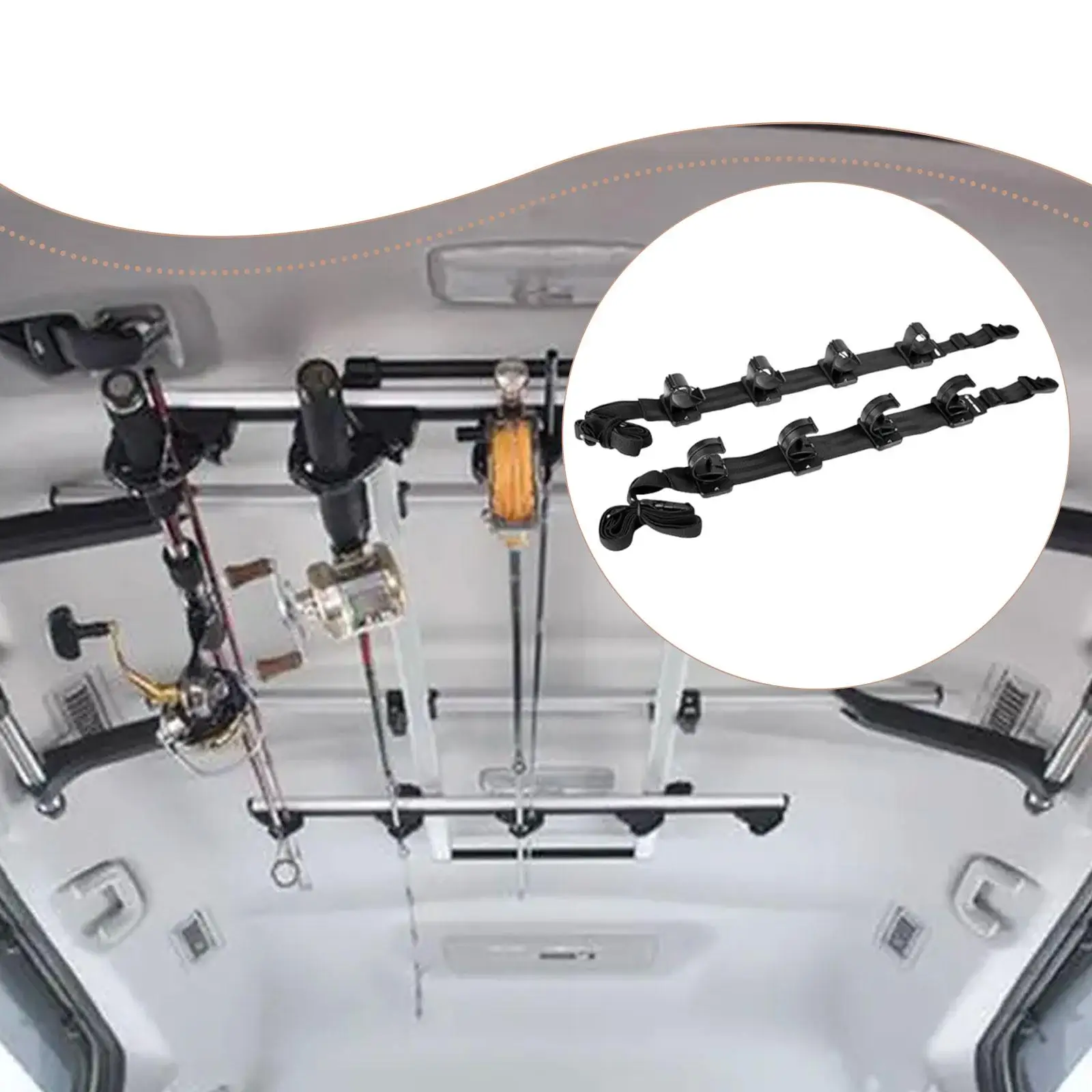 

Автомобильный держатель для удочки емкостью 4 удочки для грубых дорог, компактные аксессуары с нейлоновыми ремнями, быстрая установка, основание 40 см