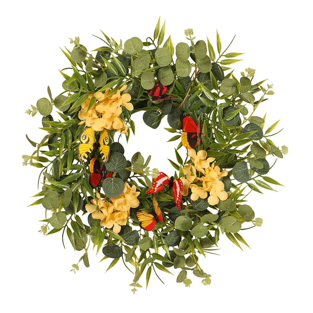 

Eucalyptus Bamboo Leaf Butterfly Wreath Green Garland Spring Decor Hanging Party Simulation Summer Door Adornment Long Lasting