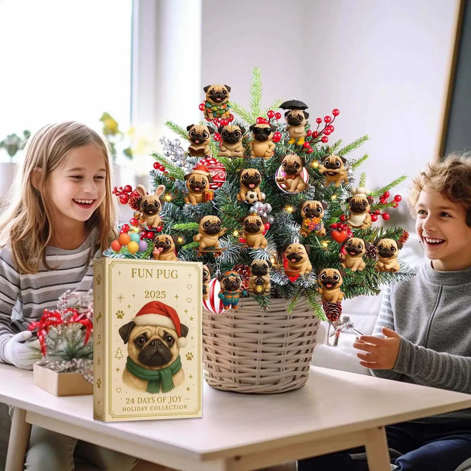 متعة الصلصال تقويم القدوم الصلصال عيد الميلاد تقويم القدوم 2D الاكريليك الكلب ديكور موسمي هدايا العيد لمحبي الكلاب المنزلية