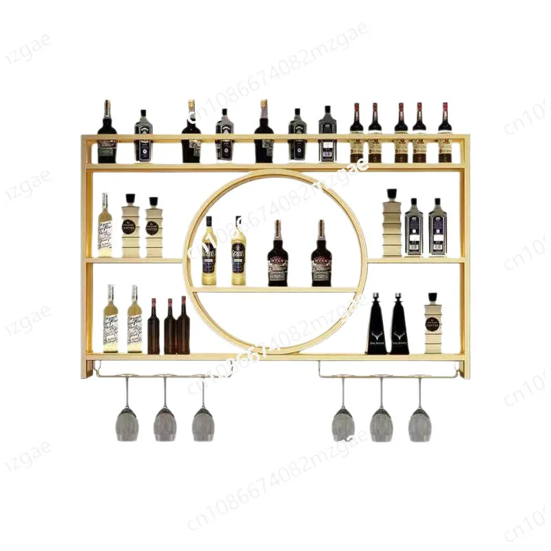 

Wrought iron restaurant wall-mounted modern red wine rack bar counter wine rack wall-mounted display cabinet wine cabinet rack