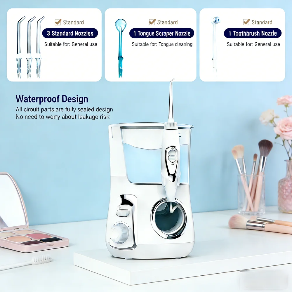 

Электрический ирригатор для полости рта с 10 режимами, 800 мл, настольный, для домашнего использования, с 5 сменными насадками