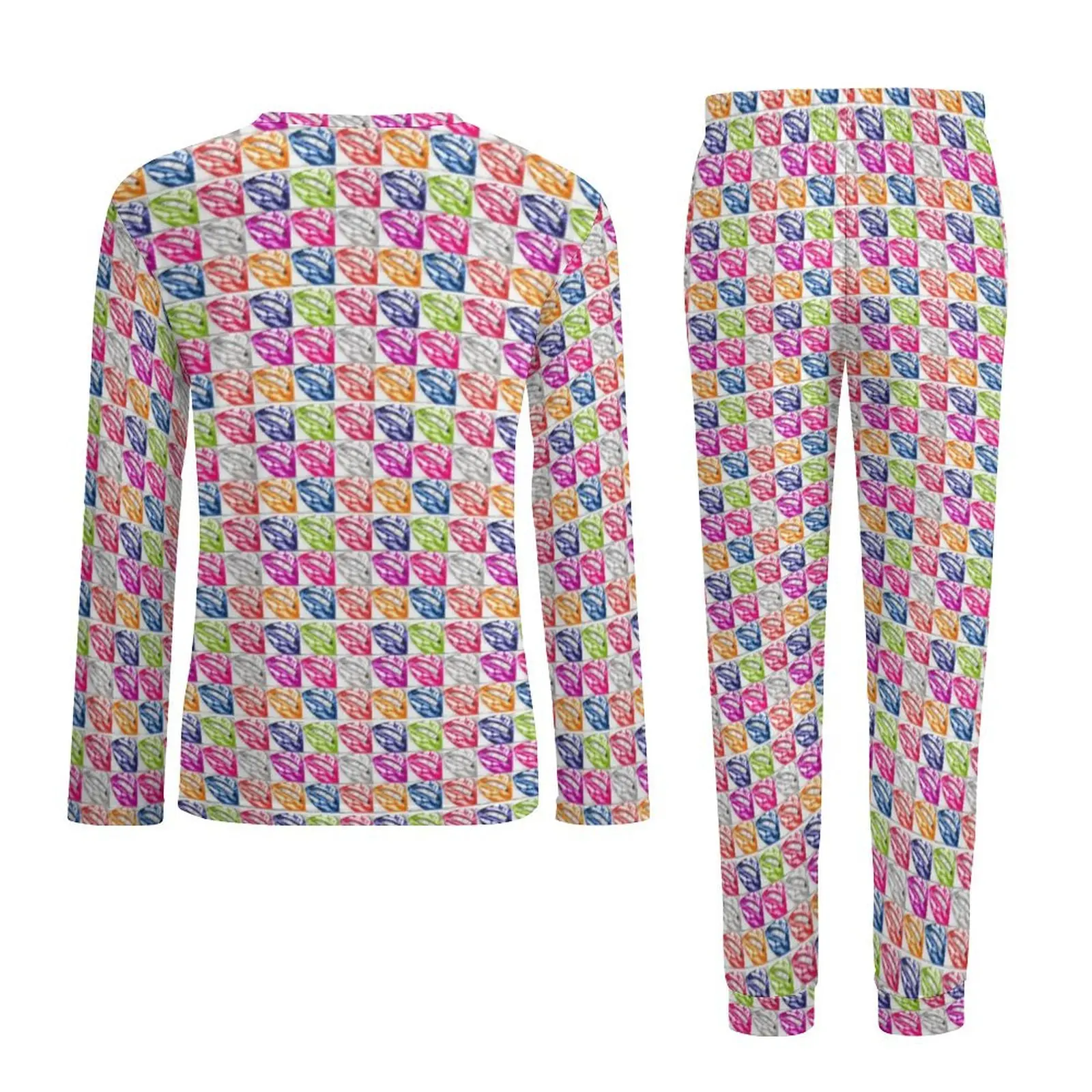 Pyjama Pop Art à Lèvres Colorées pour Homme, Imprimé Bouche, Romantique, Maison Trempée, Automne, Manches sulf, Design de Chambre, Ensemble 2 Pièces, Grande Taille