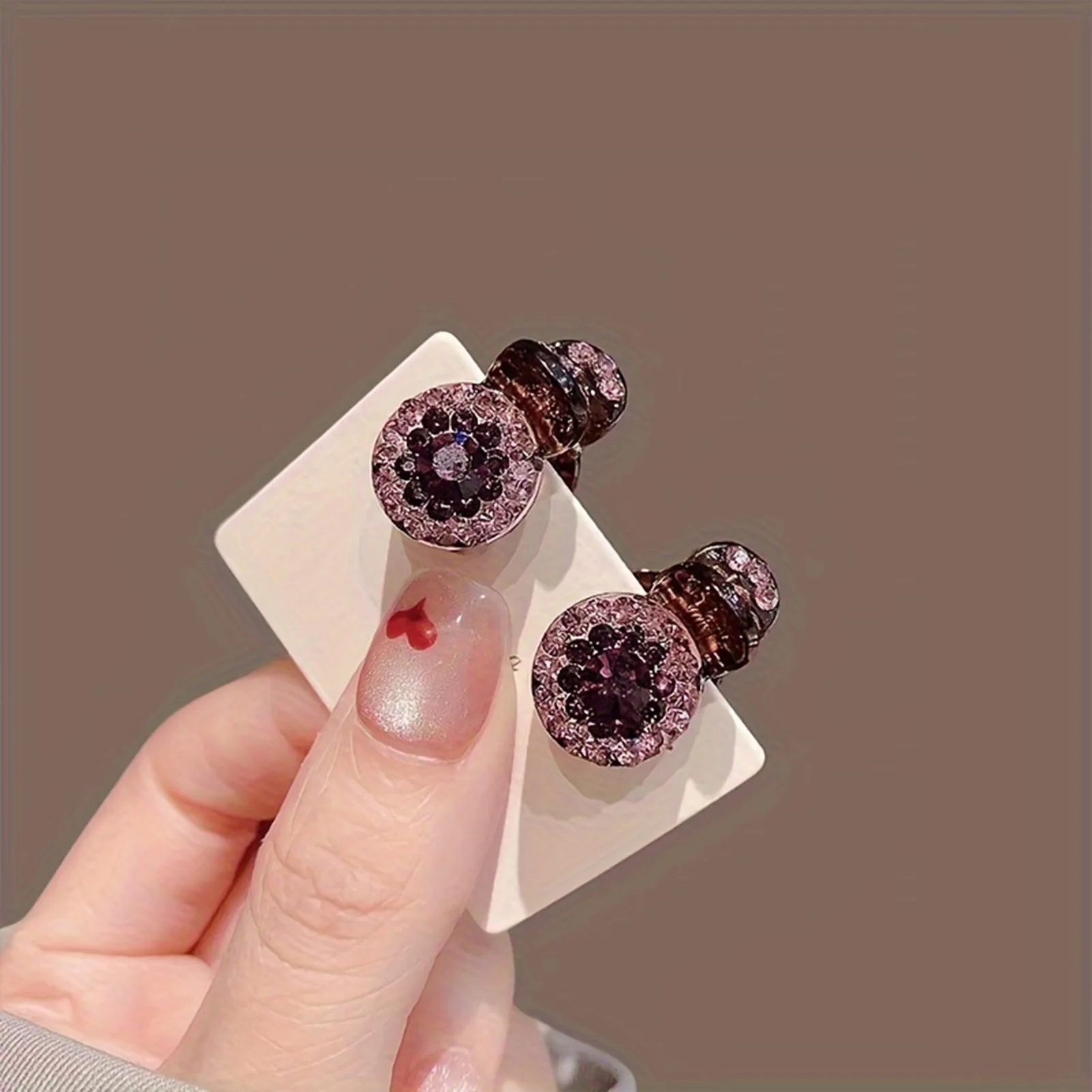 4pcs Rhinestone Hair Claw Barrettes Ponytail Holder Grey Color Small Hair Clip for Thin Thick Long Short Hair