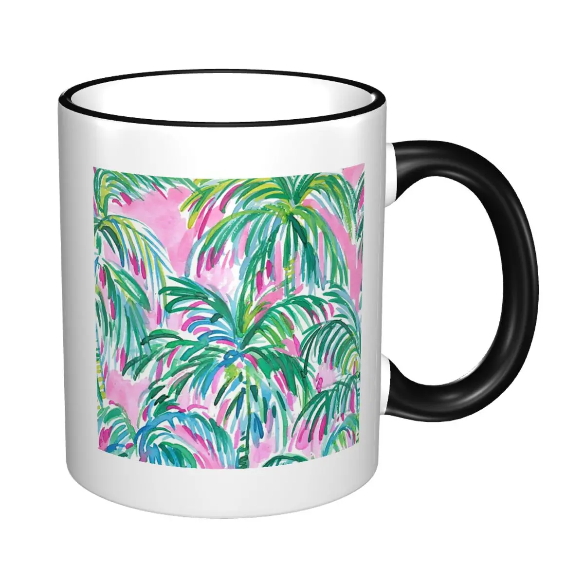 

Забавная керамическая кружка с розовыми пальмами для кофе, чая, молока, подарок для друзей