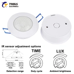 AC220-240V Sensor Switch 360 degree detection range 6-8m 3-200LUX adjustable human body infrared sensor switch projection light