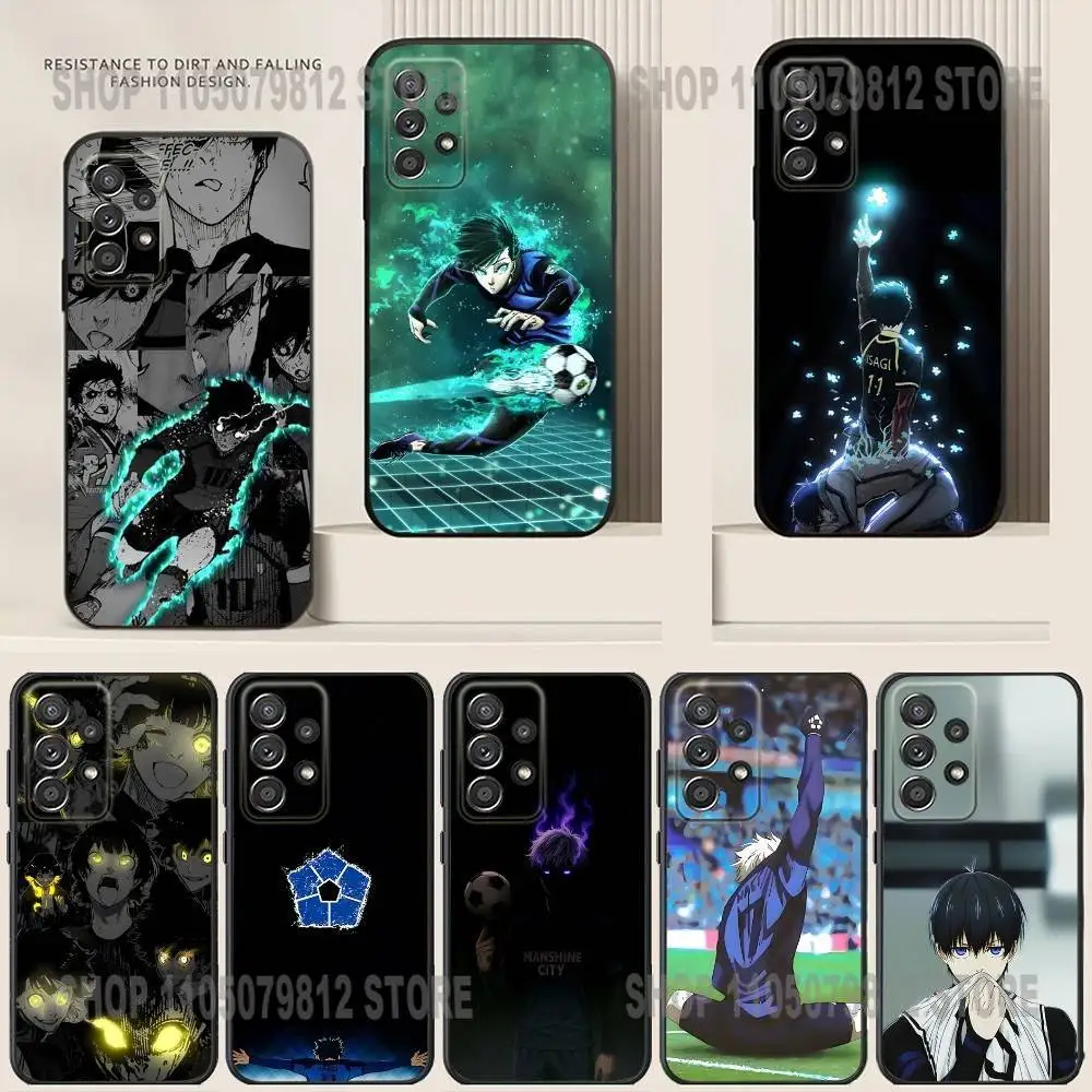 Funda de teléfono A-Anime Blue Lock para Samsung S24,21,22,23,30,Ultra,20,Plus,Note,10,9, funda de silicona suave negra
