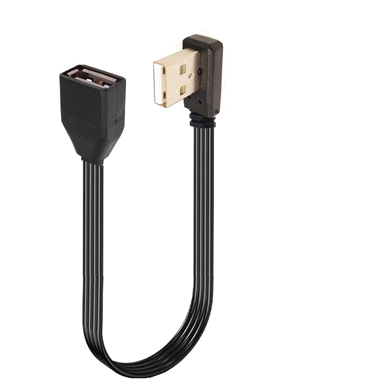 USB 2.0 A Male to Female 90 Angled Extension Adaptor cable USB2.0 male to female right/left/down/up Black cable cord