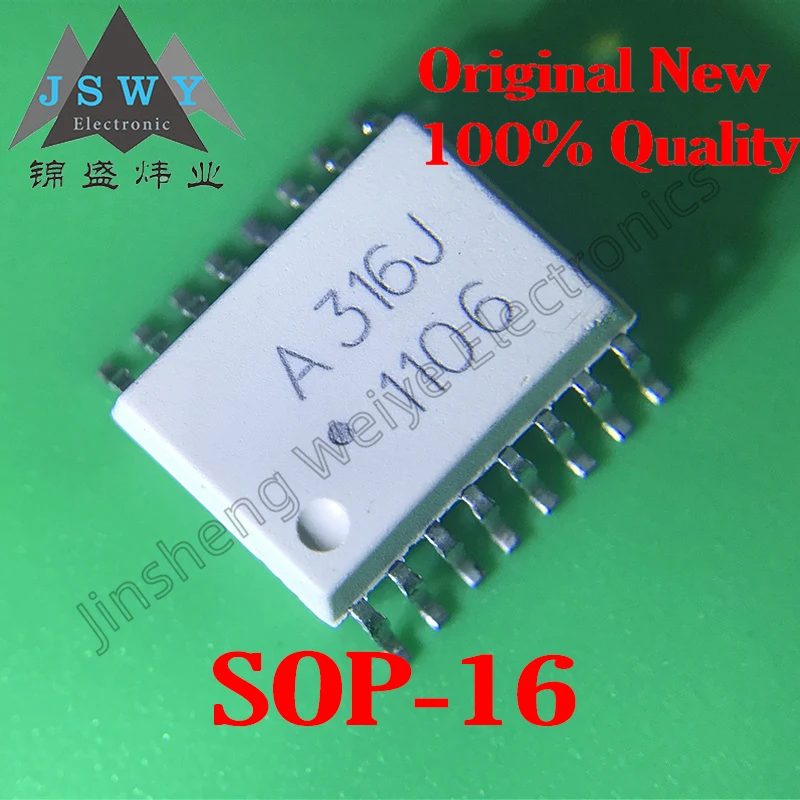 

(5/20 pcs) HCPL-316J-500E HCPL316J500E SOP16 package Original stock High-speed optocoupler Fast delivery