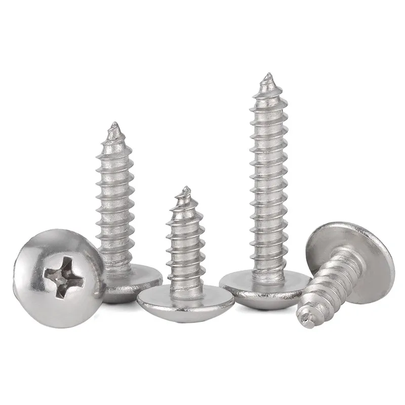 316 Stainless Steel Truss Head Cross Recessed Self Tapping Screws Cross Recessed Mushroom Head Tapping Screws
