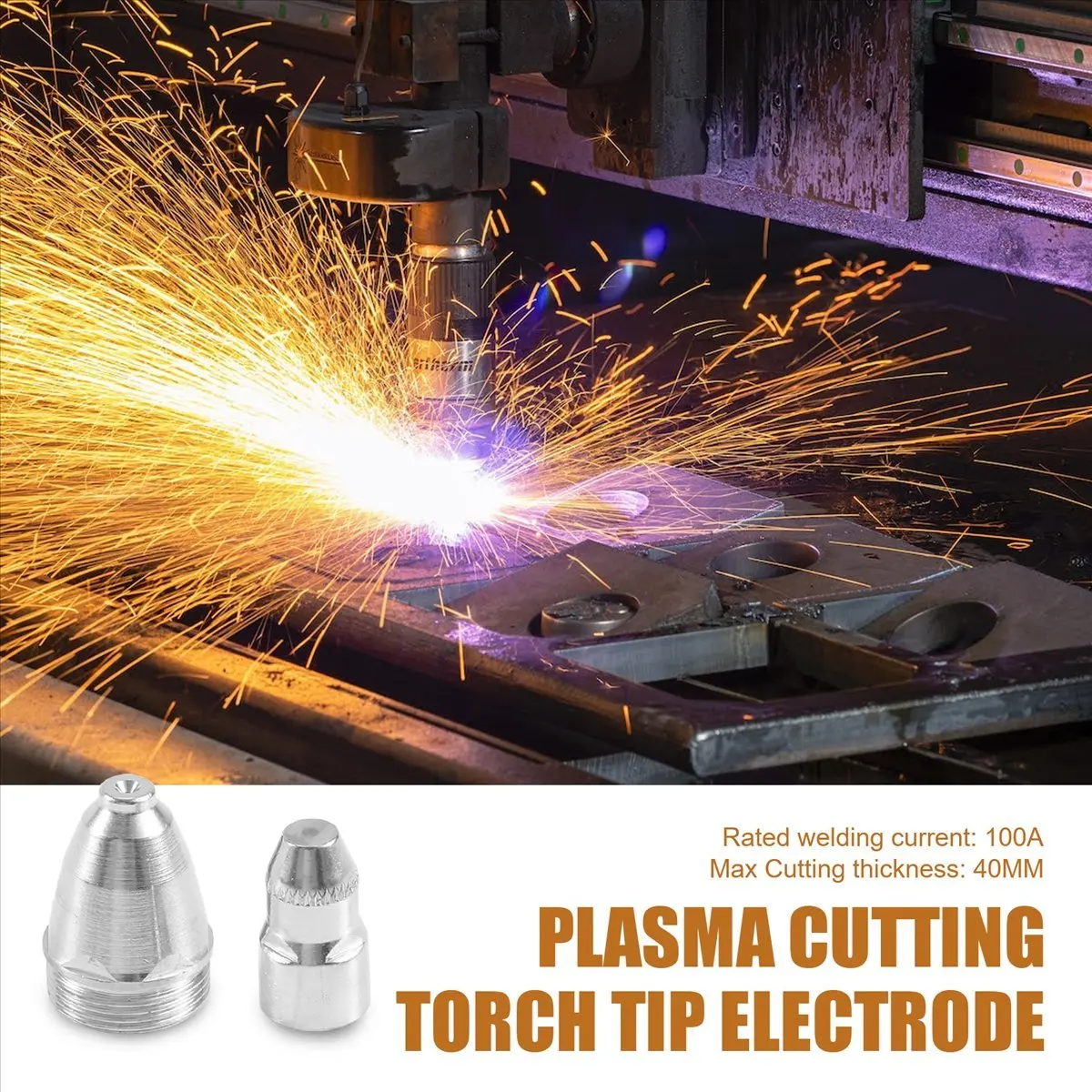 AA83 100Pcs P80 Plasma Cutting Torch Consumable Cutting CNC 60A 80A 100A P80 Plasma Torch Tip Electrode Nozzle