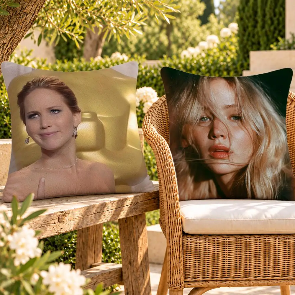 Actor Drama Jennifer Lawrence Cushion Cover Soft Plush Throw Pillow Cover Washable Sofa Bed Patio Chair Home Decor