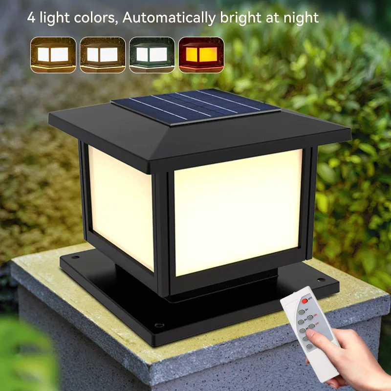 Outdoor Solar Lights Waterproof Pillar Lamp with Remote Control Solar Lamp Timed LED Column Lamp for Aisle Garden Decor Lightin