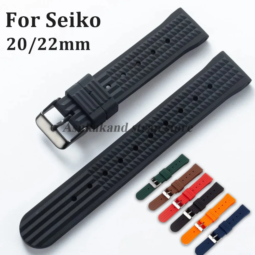 Premium Soft Rubber Waffle Watchband Strap 20mm 22mm  for Seiko PROSPEX SKX007 Water Ghost Sport Watchband Women Men Wristband