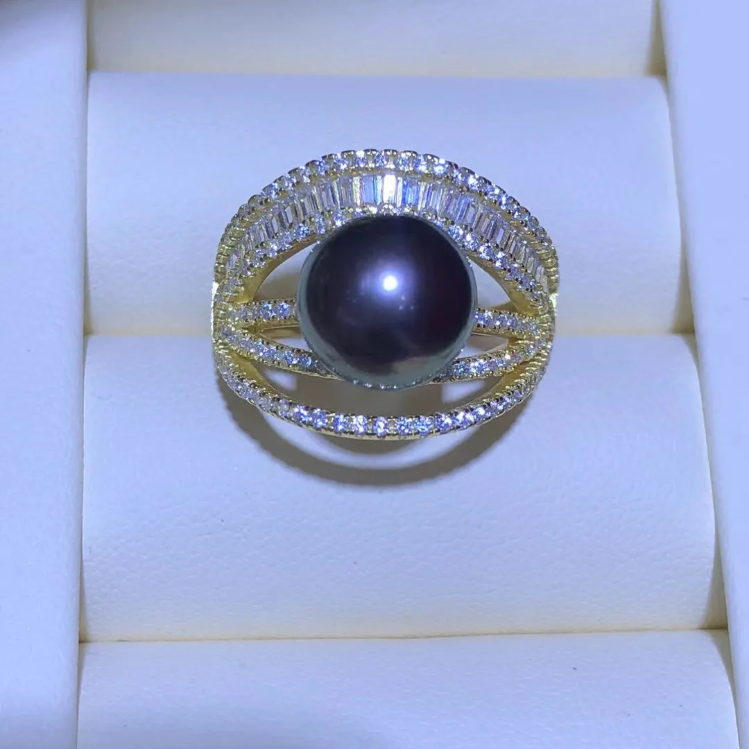 

Регулируемое кольцо из стерлингового серебра S925, настройки, фурнитура, крепления, аксессуары, детали, фитинги для жемчуга 10-11 мм, 5 шт./лот