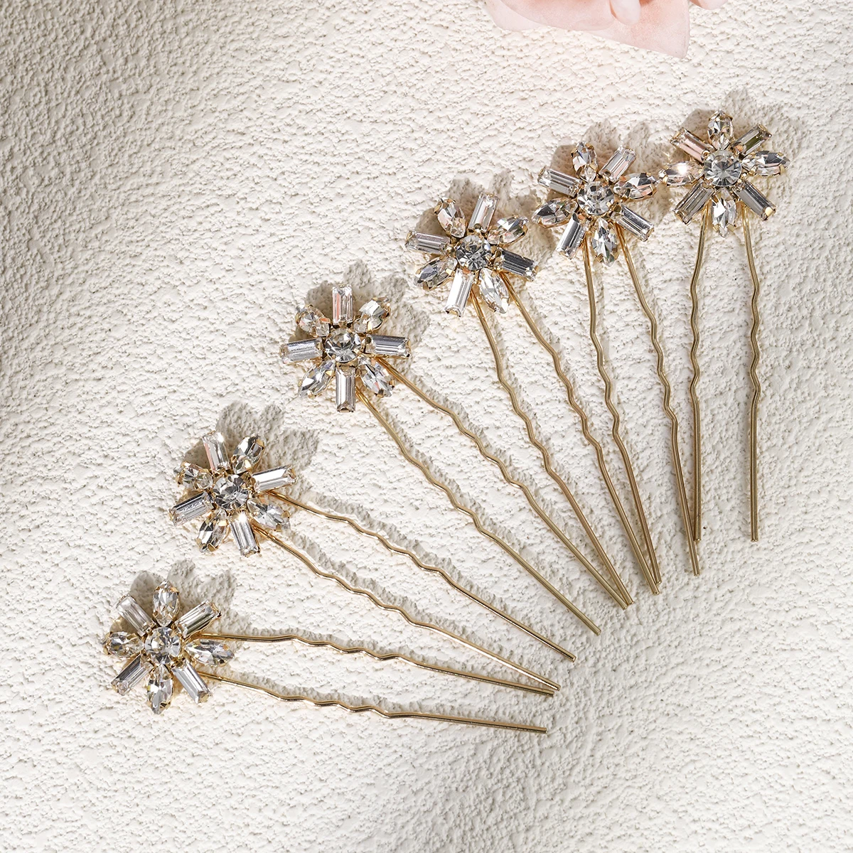 6 Stück klassische, trendige Strass-Blumen-Haarnadeln für Frauen, exquisite Kristall-Braut-Haarspangen, täglicher Schmuck, Haarspangen, Kopfschmuck