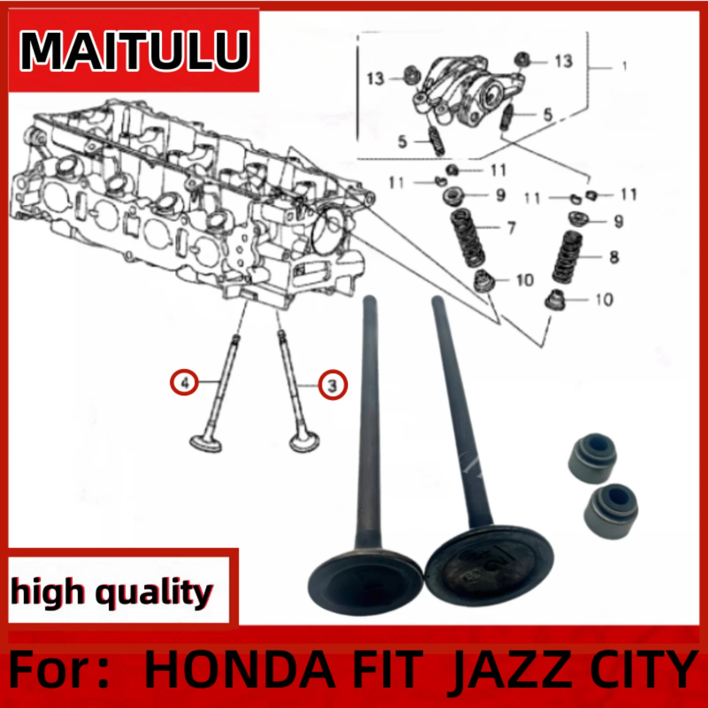 Automobile Intake Valve and Exhaust Valves Set Fit For HONDA FIT JAZZ CITY OEM: 14721-RB0-000 14711RB0000
