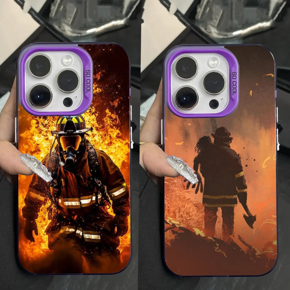 

Fireman Firefighter Phone Case For iPhone 16,15,14,13,12,11,Pro,Max,Plus,Mini,XS Anti Fall Purple Matte Hard Bumper