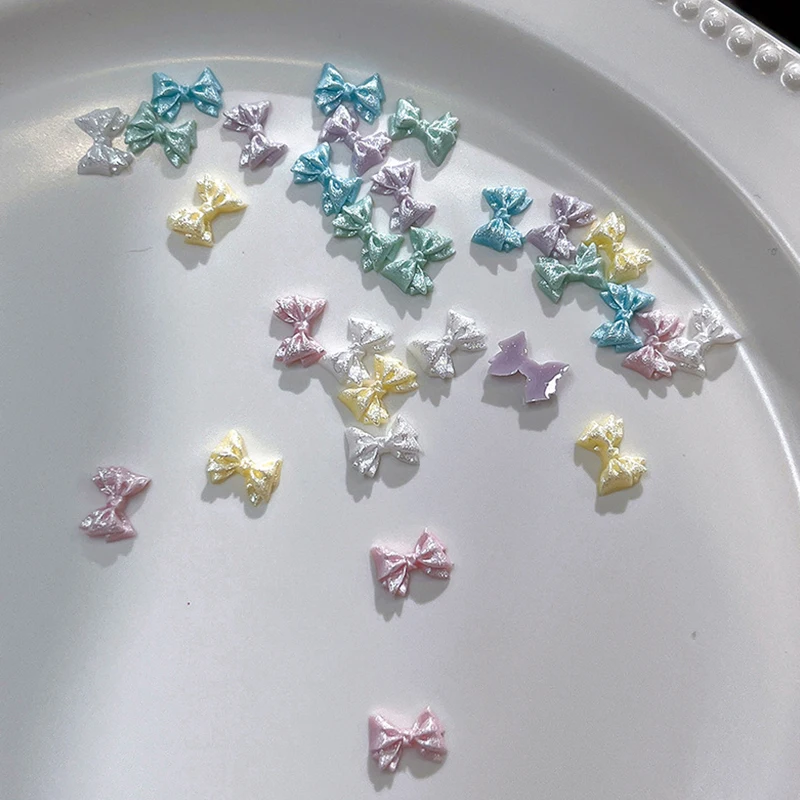 【Peace】50PCS Parelmoer 3D Nail Art Bow Charm Voor Nagels Decoratie Ontwerp Manicure Accessoires Boog-knoop DIY Craft Supplies