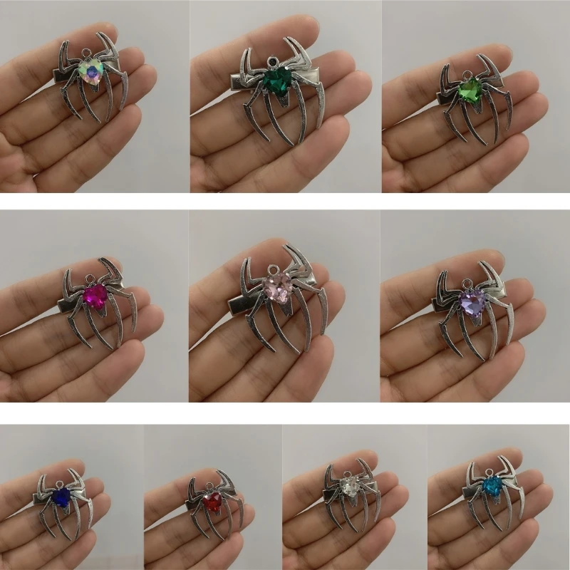 Rhinestone Spiders Hair Clip Subculture Side Clip Hairpin Women Hair Styling Tool for Side Hair Y2K Cool Girls Headdress