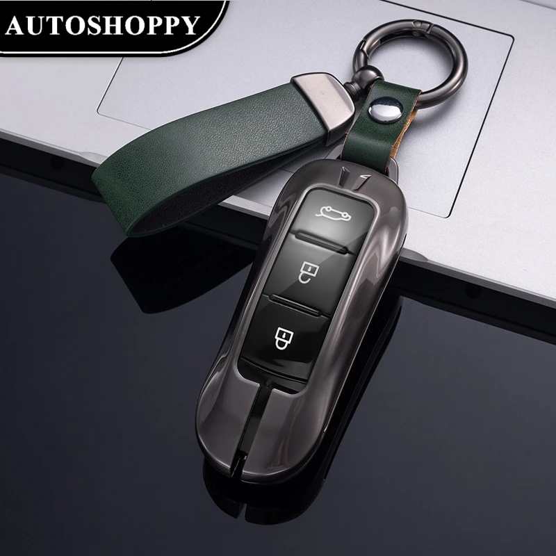 New Metal Zinc Leather Car Key Case Fob Cover Key Bag Keychain Shell for Dongfeng Fengon Fengguang Ix5 580 Ix7 Seres Sf5 2021