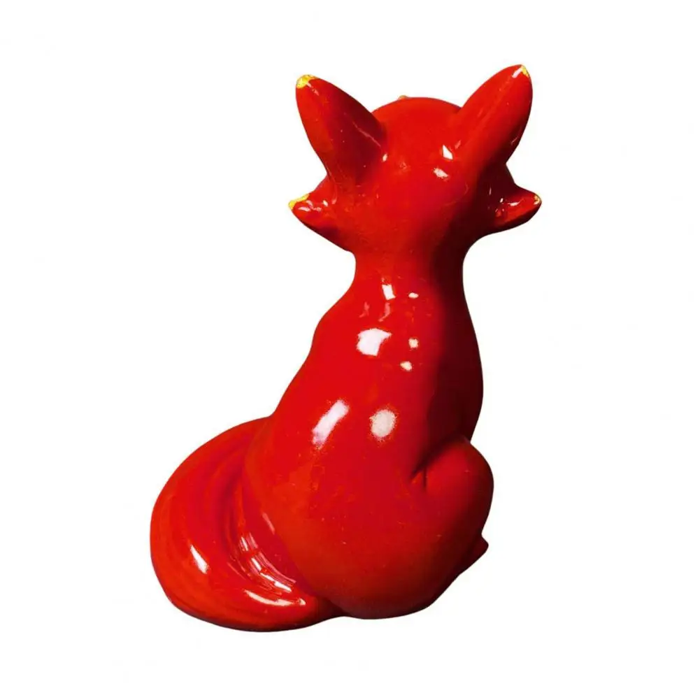Reusable Fox Decor Cinnabar Fox Ornament Fox Figurine Miniature Sculpture Car Dashboard Decoration Home Office Feng Shui Statue