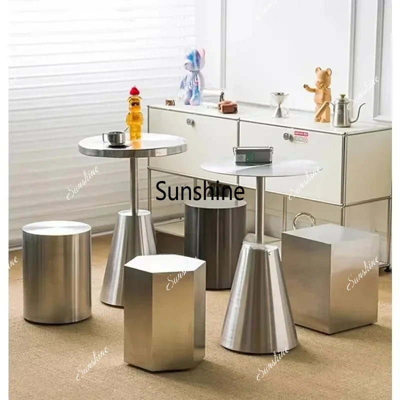 stools household Stainless coffee steel shoe round light luxury stool table creative sofa side tables bedroom footstools T*